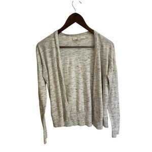 Loft Grey White Button Down Cardigan Small